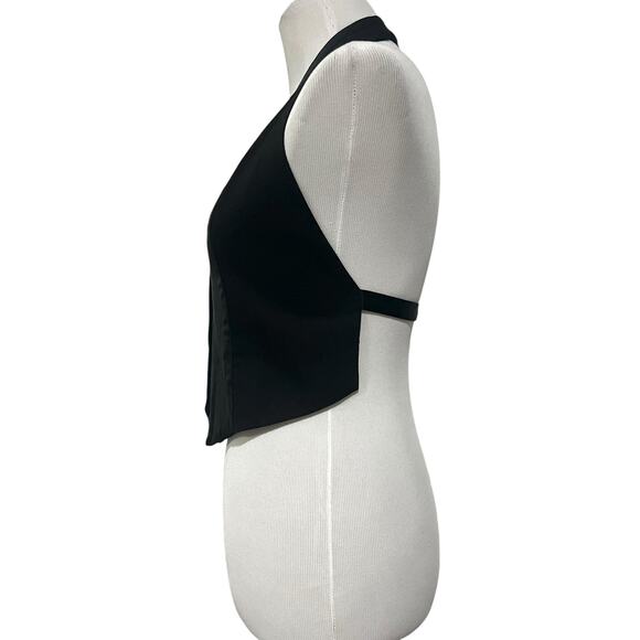 Zara Women’s Black Vest Open Back Halter Cropped Tuxedo Size XS - Picture 7 of 10